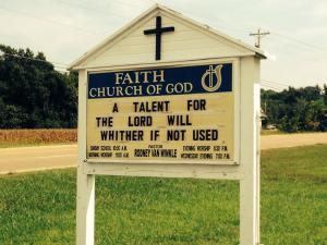 Church marquee with a spelling error